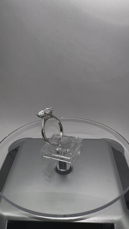 3Ct Moissanite Diamond Ring, 925 Sterling Silver, VVS1 Clarity, D Color, Round Cut, Gift LED Heart Ring Box Included