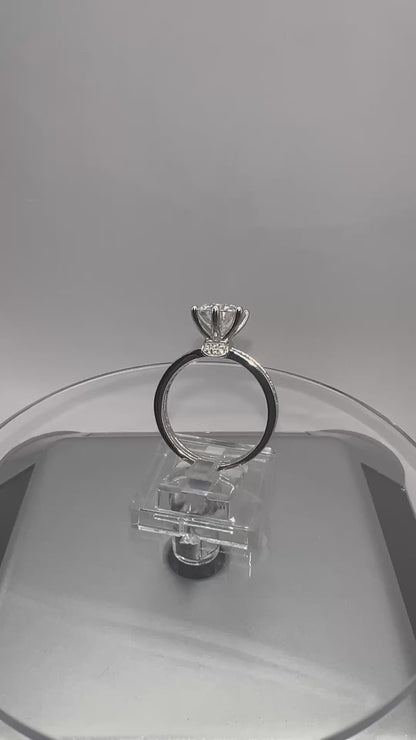 Certified 3Ct Moissanite Diamond Platinum Plated 925 Silver Proposal Ring