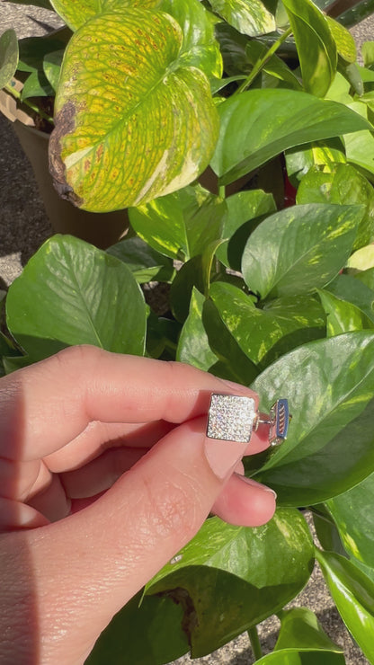 Certified 0.5 (*2)Ct Moissanite Screw Stud Earrings Square Stud for Men – S925 Silver