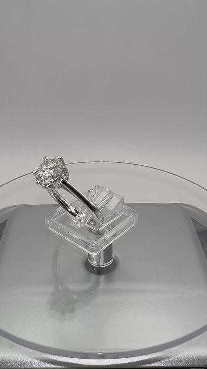 2Ct Moissanite Engagement Ring, 925 Sterling Silver, Round Cut, VVS1 Clarity, Platinum Plated, Gift Red Heart  LED Ring Box Included