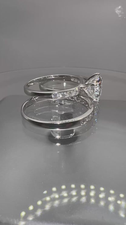 2Ct Moissanite Diamond Ring, S925 Sterling Silver Band, Round Cut, D Color, VVS1 Clarity, LED Gift Ring Box Included