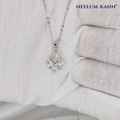 Four-Leaf Clover Moissanite Pendant Necklace | 18K Gold Plated 925 Sterling Silver | 1.2 Ct D VVS1