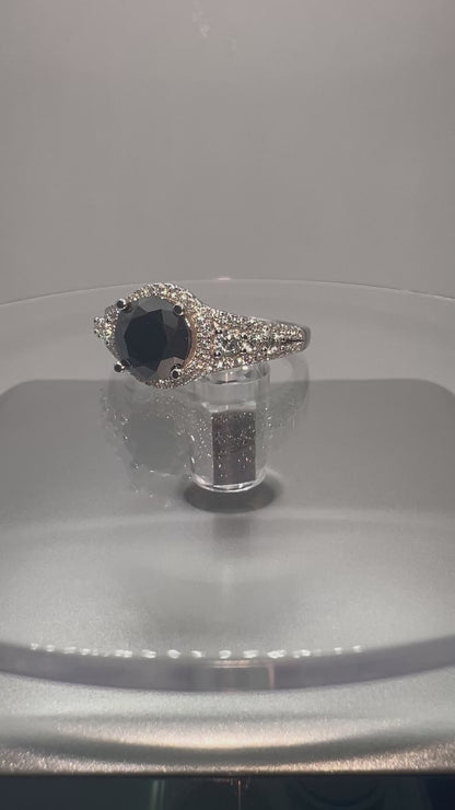 Certified 2Ct Black Moissanite Diamond Ring for Men – Solid S925 Silver