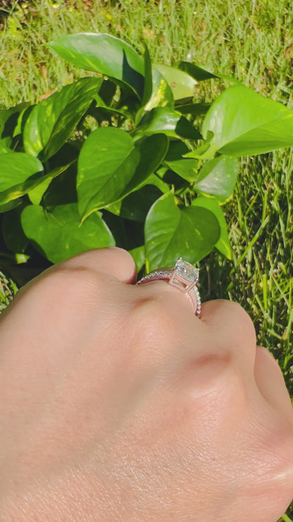 Radiant Cut 3Ct Moissanite Diamond S925 Silver Ring, Gift LED Ring Box Included