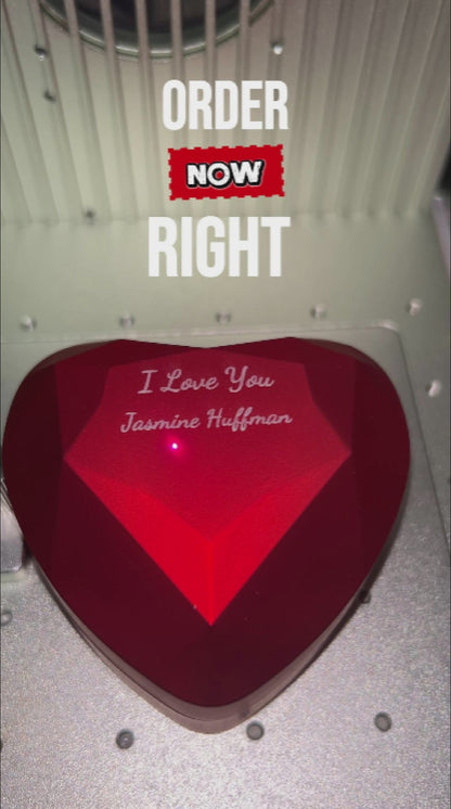 Custom Text Engraved Heart-Shaped Red LED Ring Box –  Personalize Proposal & Gift Box