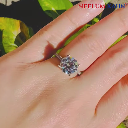 3ct Moissanite Pave Settings Ring | 18K Gold Plated 925 Silver | VVS1 | Certified