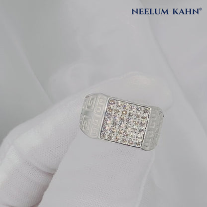 Men's Greek Zircon Ring | S925 Sterling Silver | Multiple Sizes