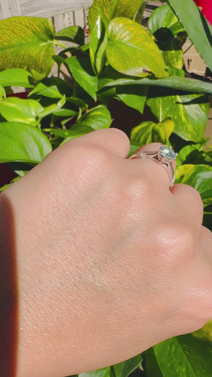 1Ct Moissanite Diamond Promise Ring, 925 Sterling Silver, Round Cut, VVS1 Clarity, 6 Prong Setting, Free Gift LED Heart Ring Box Included