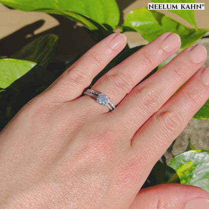 1.19Ct Moissanite Diamond Wedding Band Set | S925 Silver 18K Gold Plated