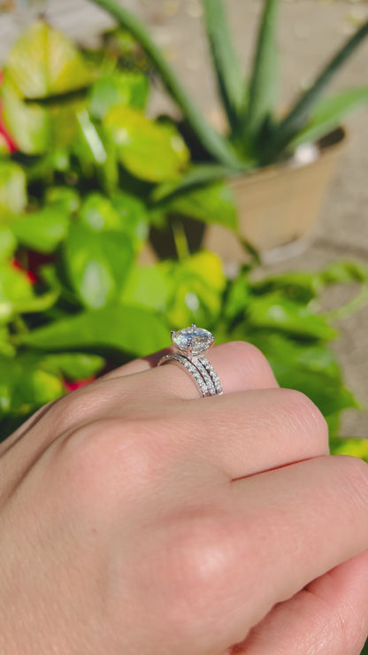 3.38Ct Moissanite Diamond Ring Set, 925 Sterling Silver, 3-Band Wedding Set with VVS1 Clarity, Gift Ring Box Included