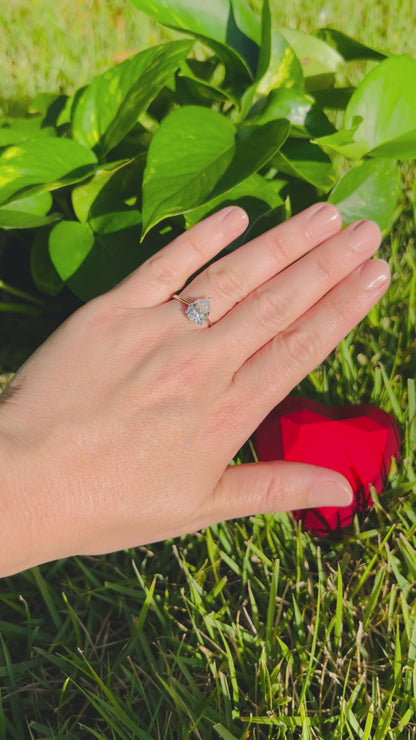 2CT Moissanite Pear Cut Water Drop Engagement Ring, 925 Sterling Silver, D Color VVS1 Clarity, Gift LED Ring Box Included