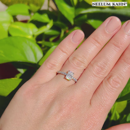 1ct Radiant Cut Moissanite Pavé Engagement Ring | S925 Silver | VVS1