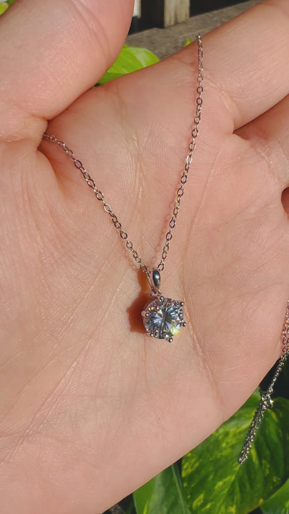 Certified 2Ct Moissanite Diamond Pendant Necklace – Solid S925 Silver