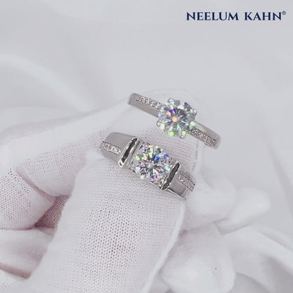 2ct Moissanite Couple Rings Set | Adjustable | S925 Silver | VVS1