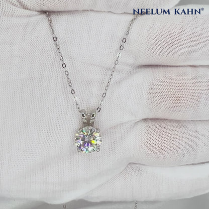 3ct Round Moissanite Diamond Pendant Necklace | S925 Silver | VVS1