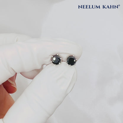 1ct (0.5ct each) Black Moissanite Screw Stud Earrings | S925 Silver | Unisex
