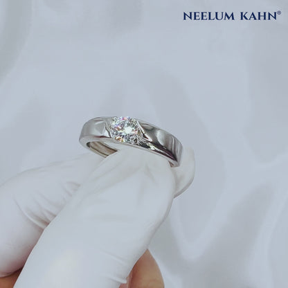 0.5ct Moissanite Adjustable Men's Ring | S925 Silver | VVS1