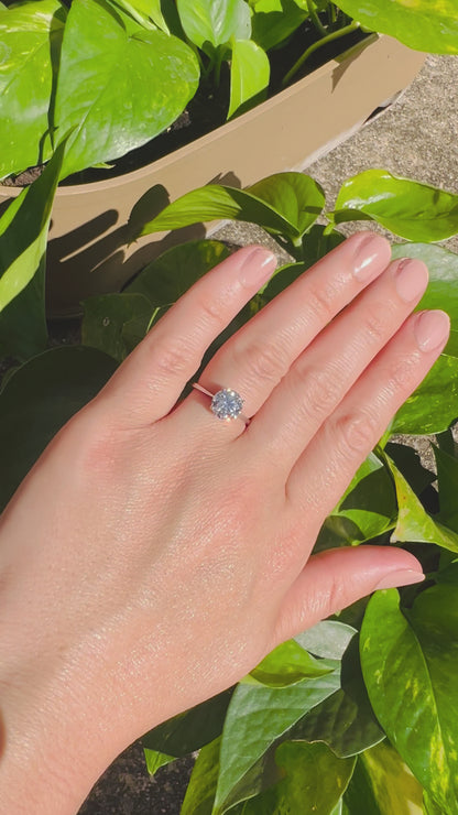 2Ct Round Cut Moissanite Ring, 925 Sterling Silver, D Color VVS1, with LED Box and Certificate