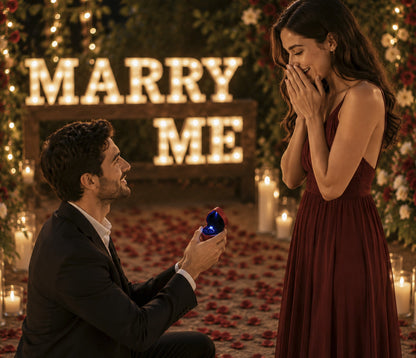 Heart Shaped LED Ring Box with Gift Pouch – Romantic Proposal Jewelry Box for Engagement Rings