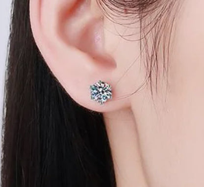 Certified 4Ct (2ct each) Moissanite Diamond (18k gold plated) Screw Stud Earrings