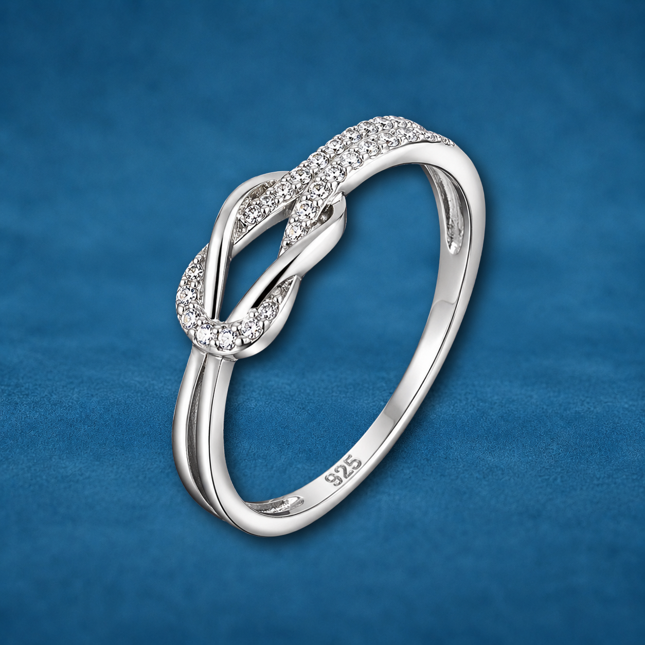 S925 Sterling Silver Knot Ring with Zircon | Hypoallergenic