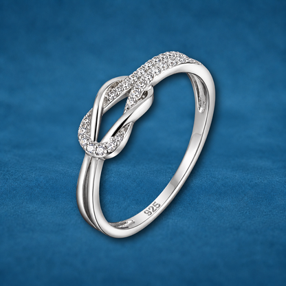 S925 Sterling Silver Knot Ring with Zircon | Hypoallergenic