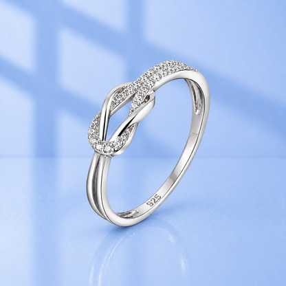 S925 Sterling Silver Knot Ring with Zircon | Hypoallergenic