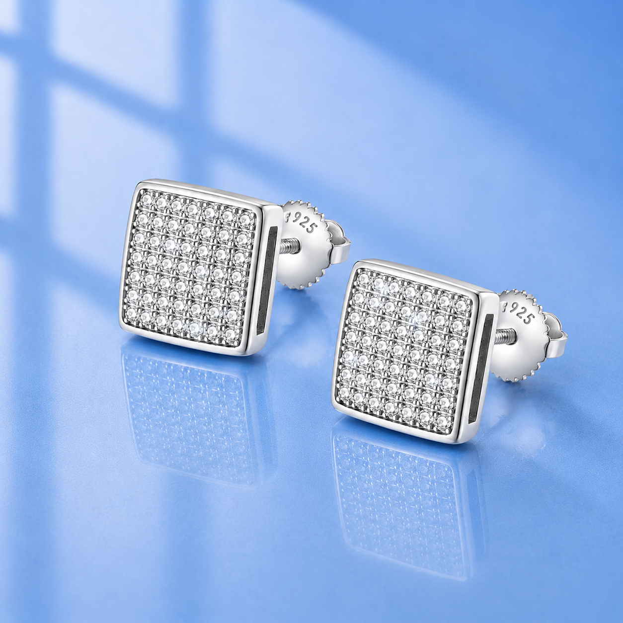 1.2 ct Moissanite Pavé Square Screw Stud Earrings | Hip Hop Earrings