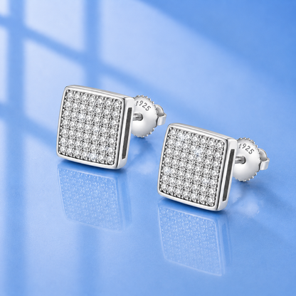 1.2 ct Moissanite Pavé Square Screw Stud Earrings | Hip Hop Earrings