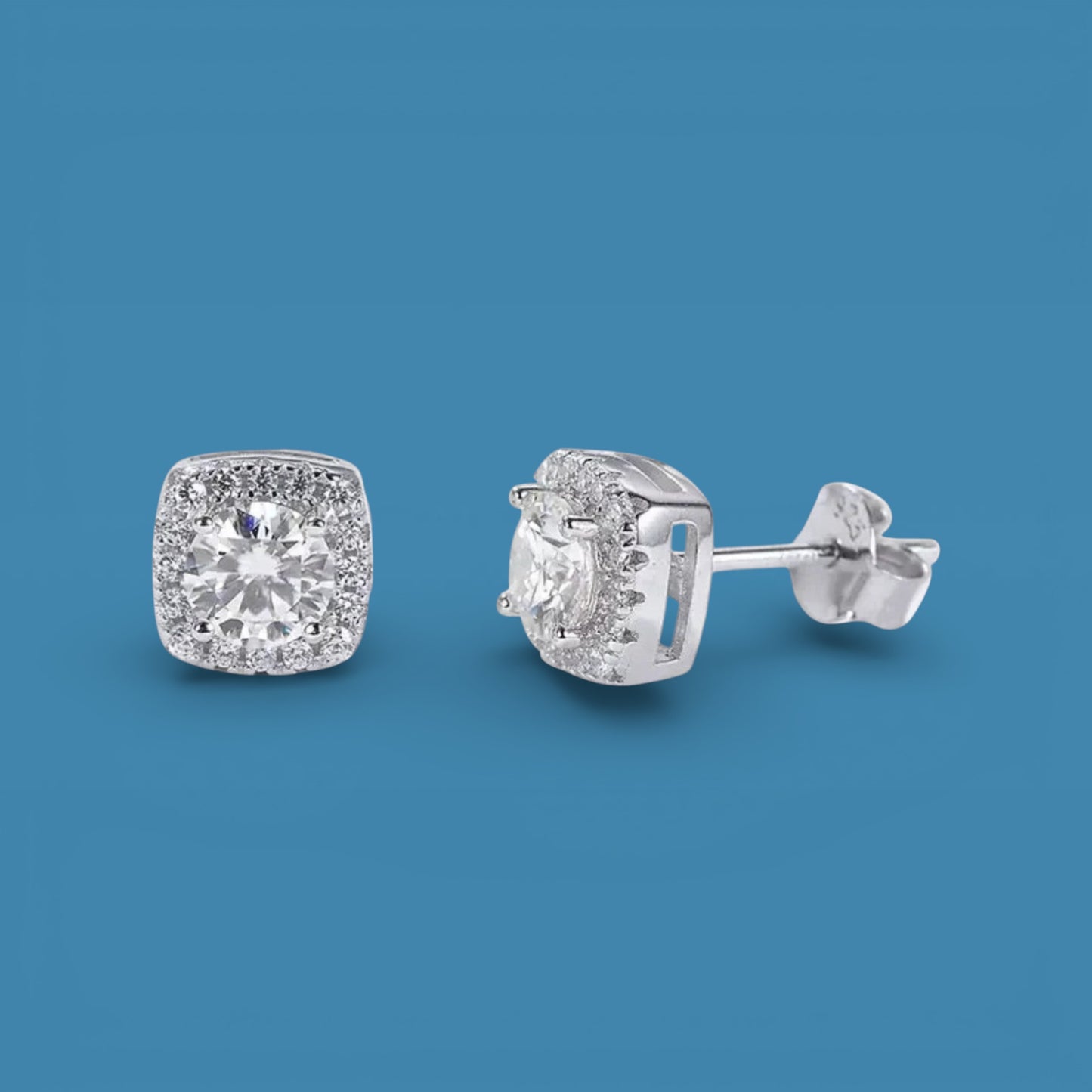 Solid S925 Sterling Silver Square Zircon Stud Earrings – Perfect Gift for All Occasions
