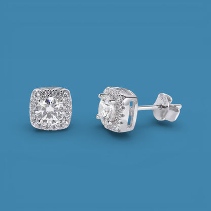 Solid S925 Sterling Silver Square Zircon Stud Earrings – Perfect Gift for All Occasions