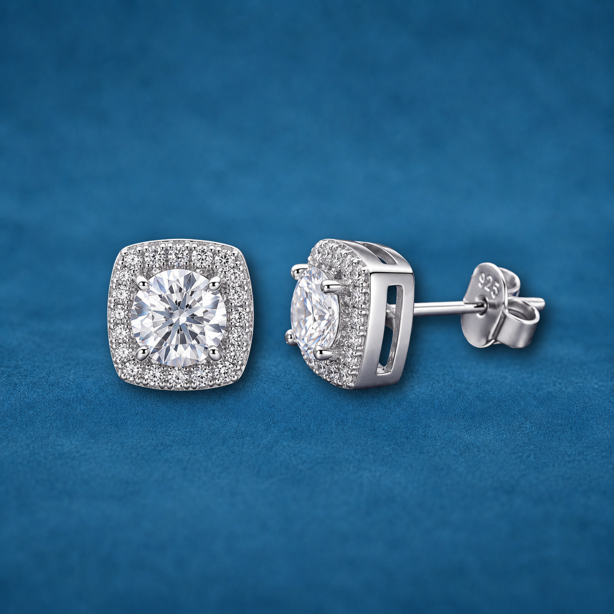 S925 Sterling Silver Square Zircon Stud Earrings | Gift for Men & Women