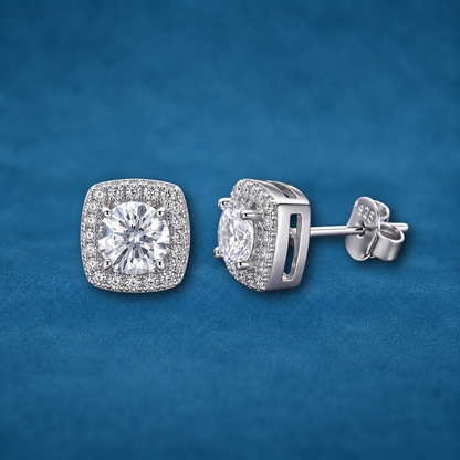 S925 Sterling Silver Square Zircon Stud Earrings | Gift for Men & Women