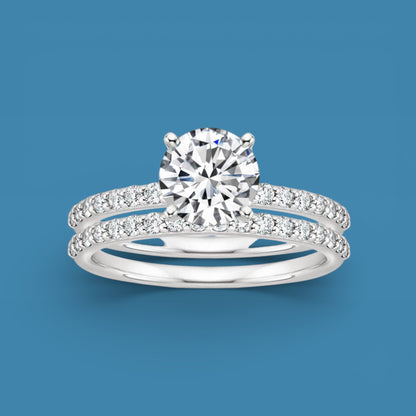 Certified 1.19Ct Moissanite Diamond Wedding Promise Band Set | S925 Silver 18K Gold Plated