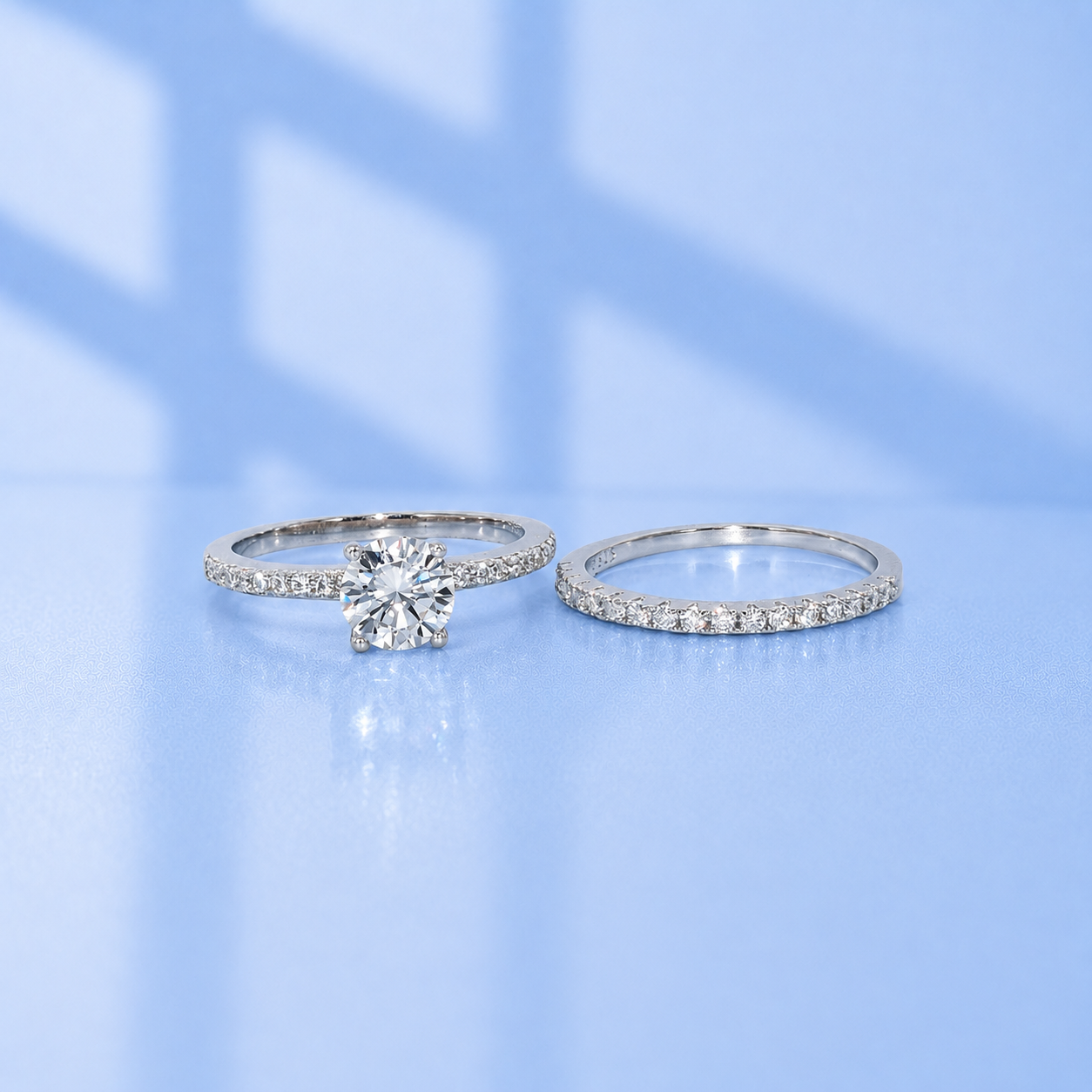 1.19Ct Moissanite Diamond Wedding Band Set | S925 Silver 18K Gold Plated