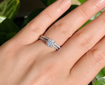 1.19Ct Moissanite Diamond Wedding Band Set | S925 Silver 18K Gold Plated