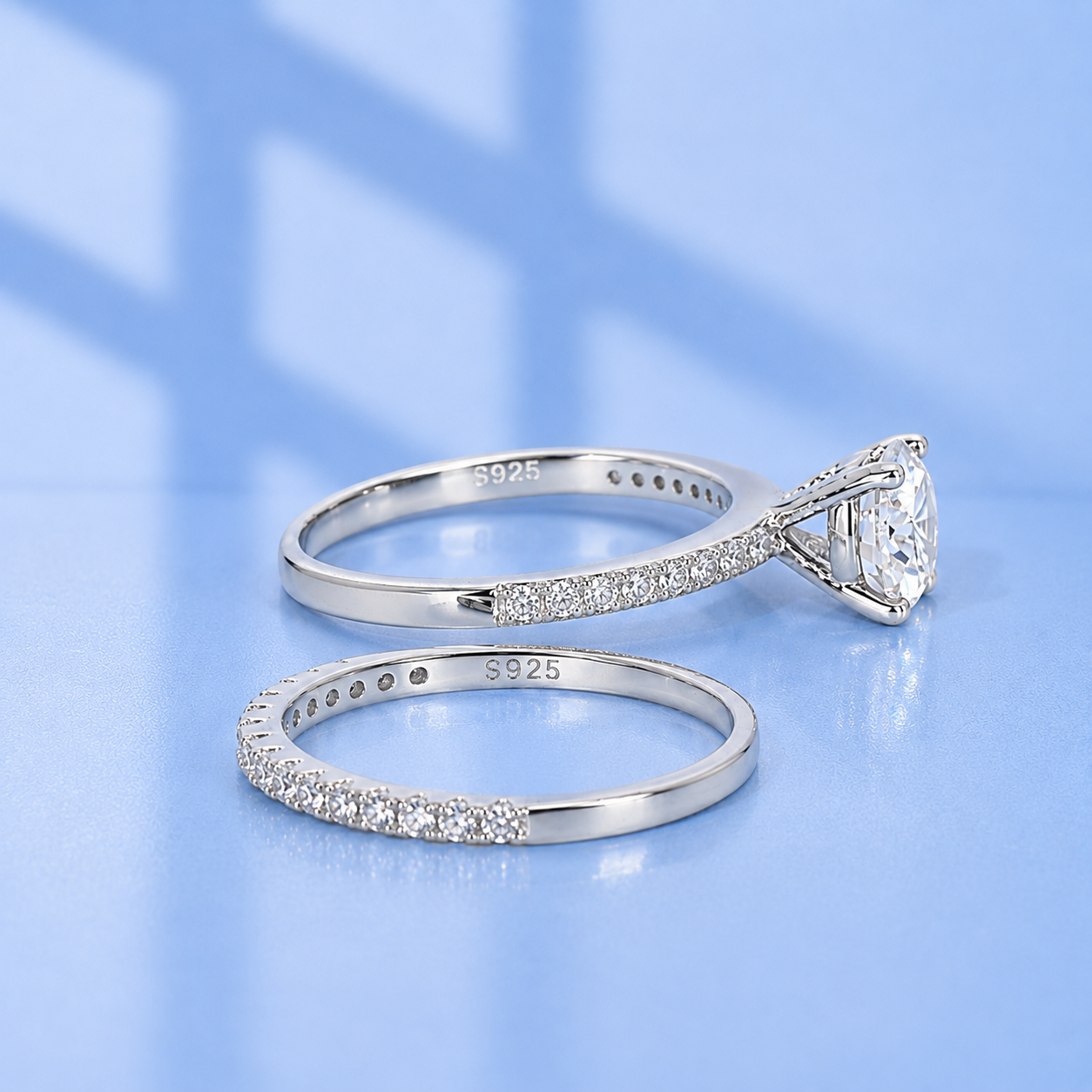 1.19Ct Moissanite Diamond Wedding Band Set | S925 Silver 18K Gold Plated