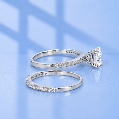 1.19Ct Moissanite Diamond Wedding Band Set | S925 Silver 18K Gold Plated