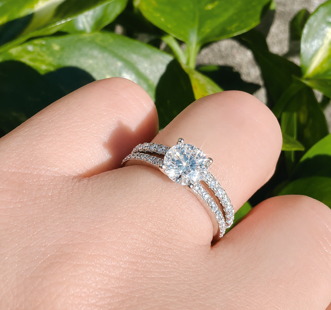 1.19Ct Moissanite Diamond Wedding Band Set | S925 Silver 18K Gold Plated